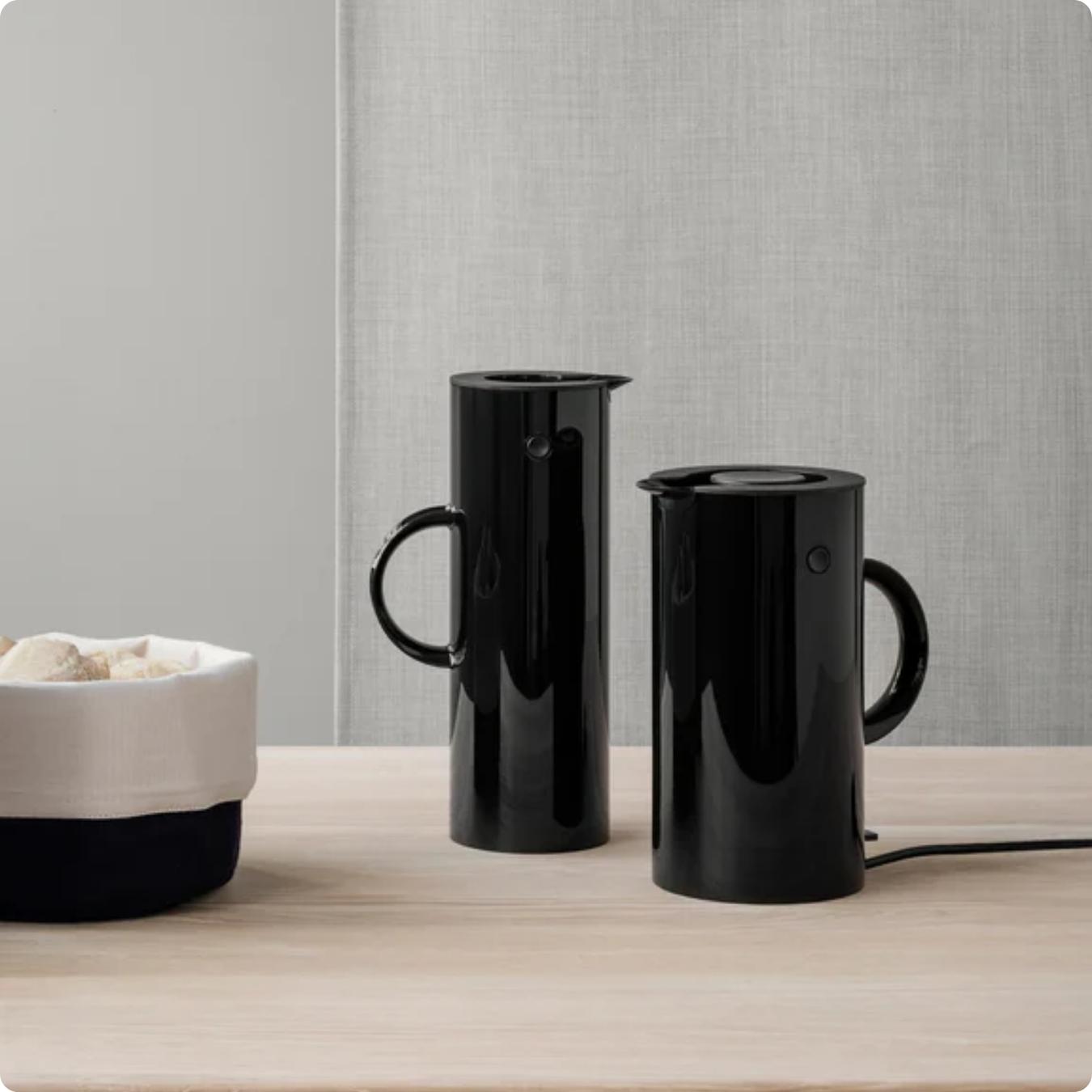 EM77 elkedel 1,5 l. sort + EM77 termokande 1 l. sort